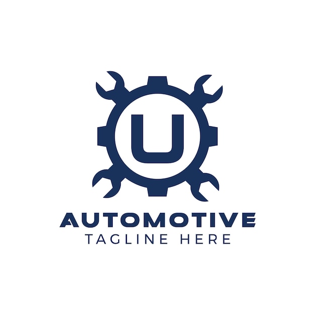 Eerste automotive letter u-logo met creatief merkontwerp