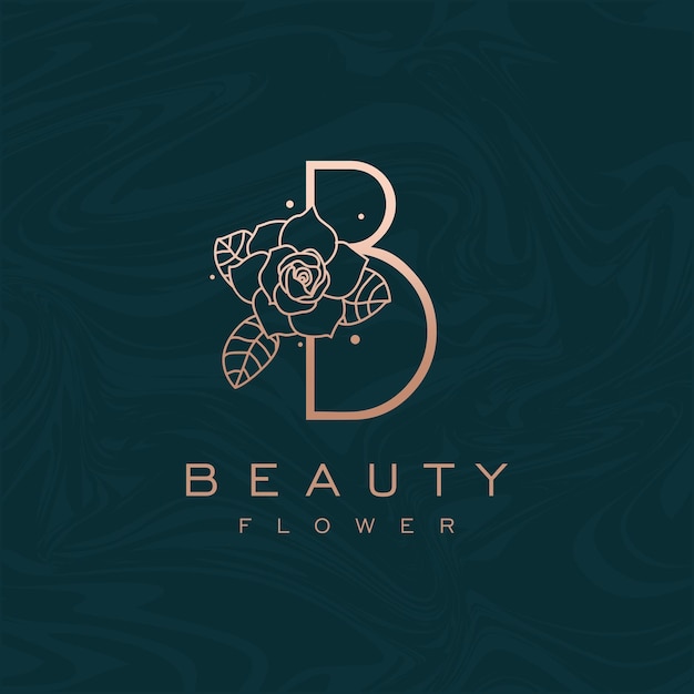 Eerste b bloem schoonheid brief logo marmer ontwerp vector