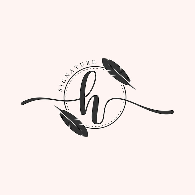 Eerste brief luxe schoonheid bloeit ornament monogram logo H