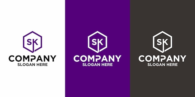 Eerste brief SK logo vector ontwerpsjabloon