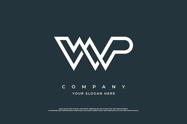 Eerste brief WP Logo ontwerp Vector sjabloon