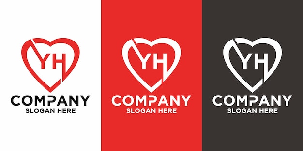 Eerste brief YH liefde logo vector ontwerpsjabloon