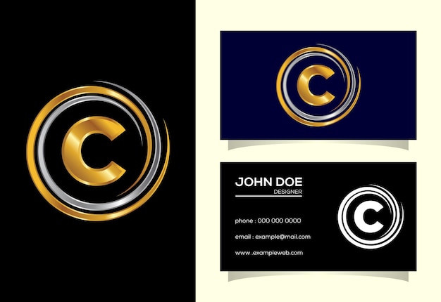 Eerste C-monogramalfabet in de spiraal. Swirl spiraal oneindig logo ontwerp. Lettertype embleem