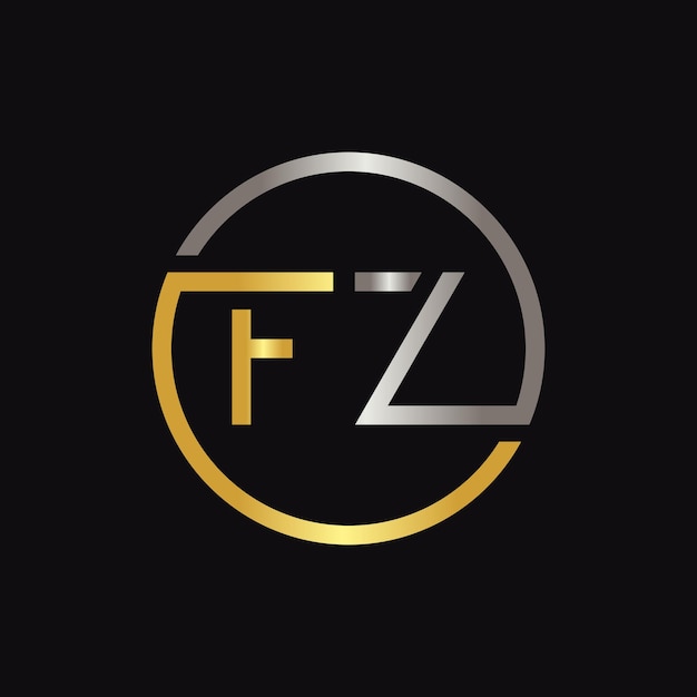 Eerste cirkel fz letter logo creatieve typografie vector sjabloon