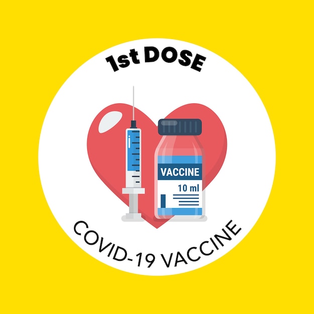 Vector eerste dosis covid-19 vaccinbanner. vector illustratie