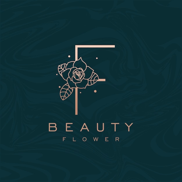 Eerste F Flower Beauty Letter Logo Marble Design Vector