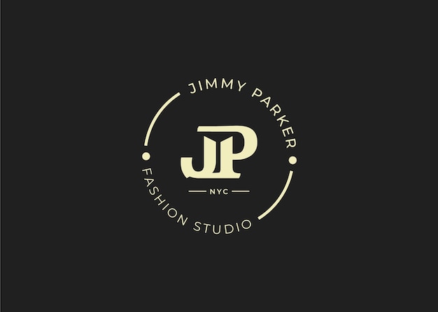 Eerste jp letter logo ontwerpsjabloon, vintage stijl, vectorillustraties