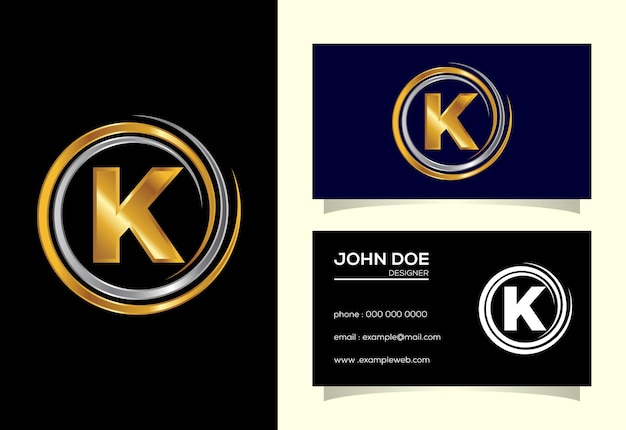 Eerste K-monogramalfabet in de spiraal. Swirl spiraal oneindig logo ontwerp. Lettertype embleem