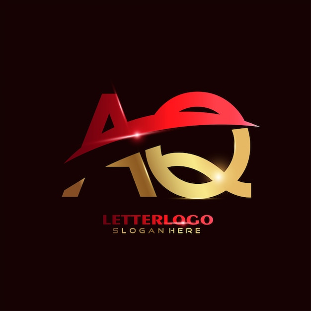 Eerste letter Aq-logo met swoosh-ontwerp voor bedrijfs- en bedrijfslogo.