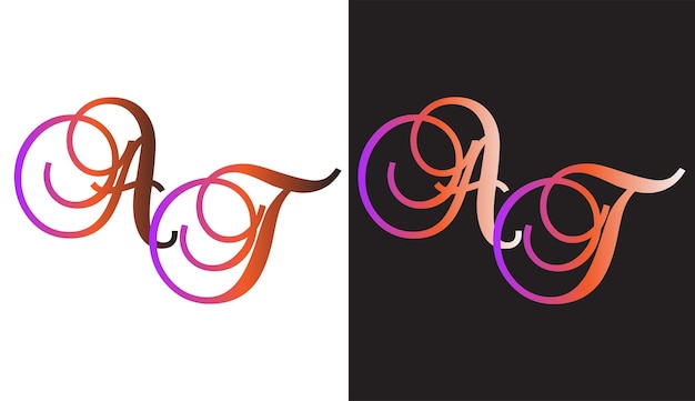 Eerste letter AT logo ontwerp creatief modern symbool pictogram monogram