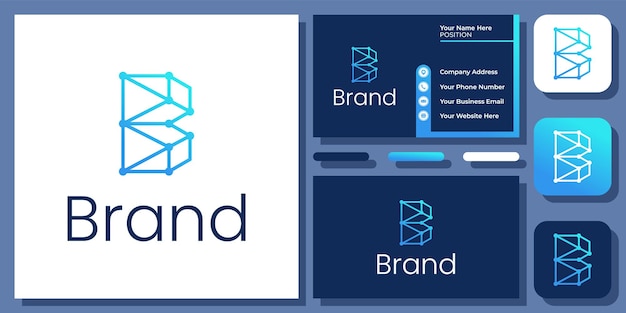 Eerste Letter B Blockchain Technologie Verbinding Digitaal Modern Logo Ontwerp Sjabloon Voor Visitekaartjes