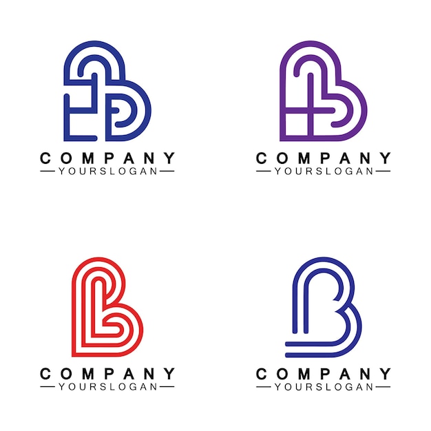 Eerste letter b liefde hart logo ontwerp