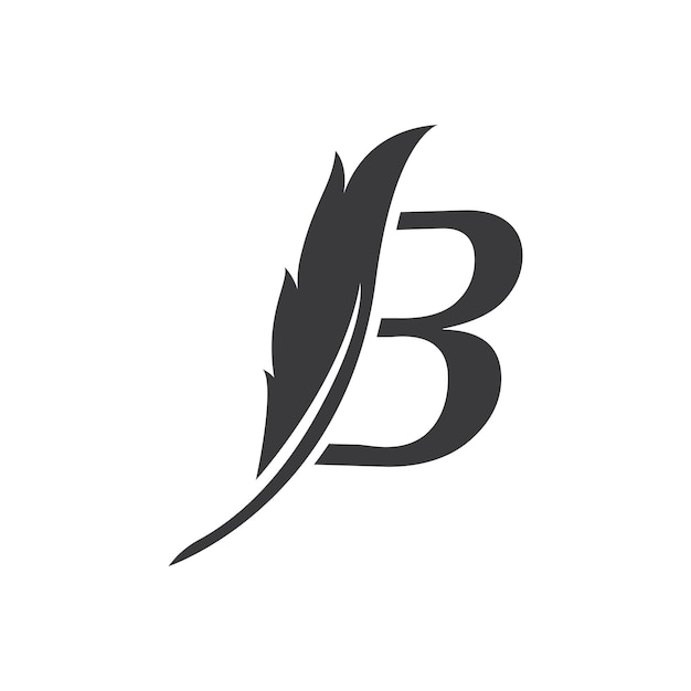 Eerste letter b met veer logo vector pictogram illustratie