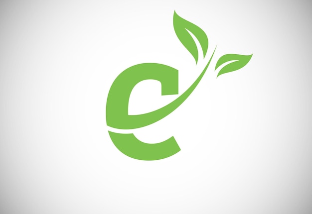 Eerste letter C en bladlogo Ecovriendelijk logo concept Modern vectorlogo voor ecologische bedrijfs- en bedrijfsidentiteit