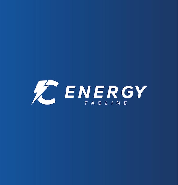 Eerste letter C power energy logo-ontwerp met bliksemschicht vectorpictogram