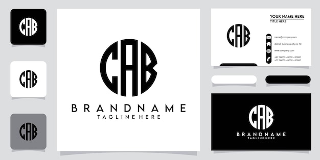 Eerste letter cab of bac typografie logo ontwerp vector met visitekaartje ontwerp premium