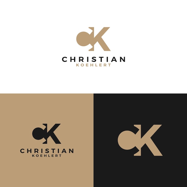 Eerste letter ck gouden kleur logo ontwerp inspiratie