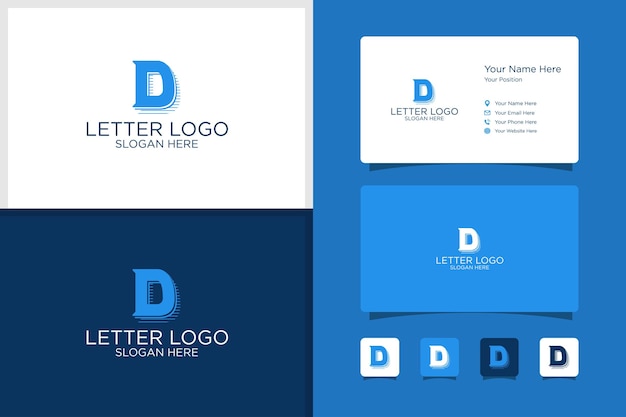 Eerste letter d ontwerp logo en visitekaartje sjabloon premium vector