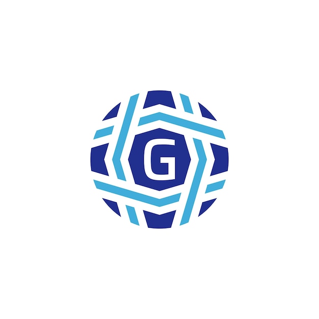 Eerste letter G bollogo symboliseert wereldwijde connectiviteit