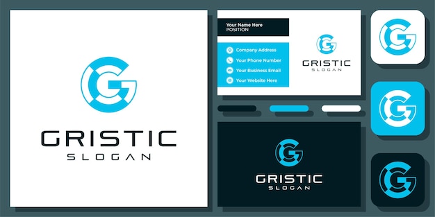 Eerste Letter G futuristische technologie digitale verbinding Vector Logo ontwerp met visitekaartje