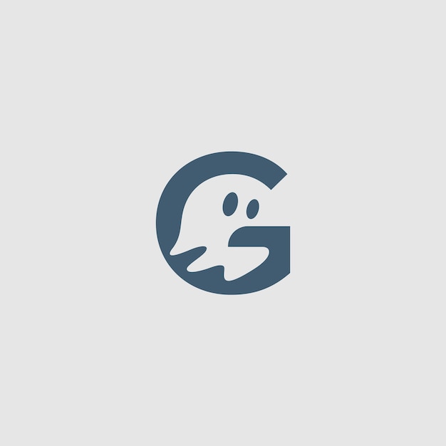 Eerste letter g ghost silhouet halloween enge cartoon pictogram apps logo ontwerp