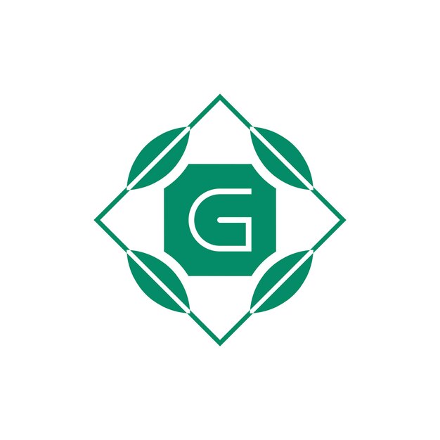Vector eerste letter g natuurblad embleem logo