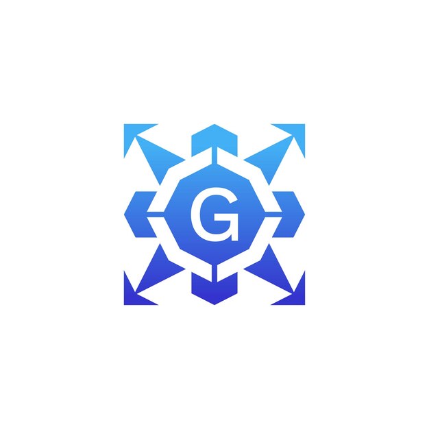 Vector eerste letter g pijlrichting technologie bagde-logo