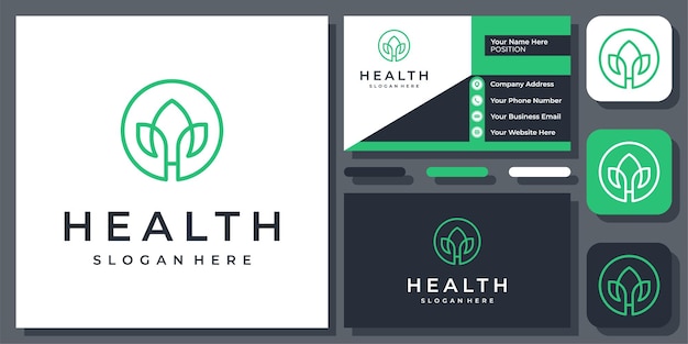 Eerste letter H gezondheid blad natuur plant gezondheidszorg organische Vector Logo ontwerp met visitekaartje