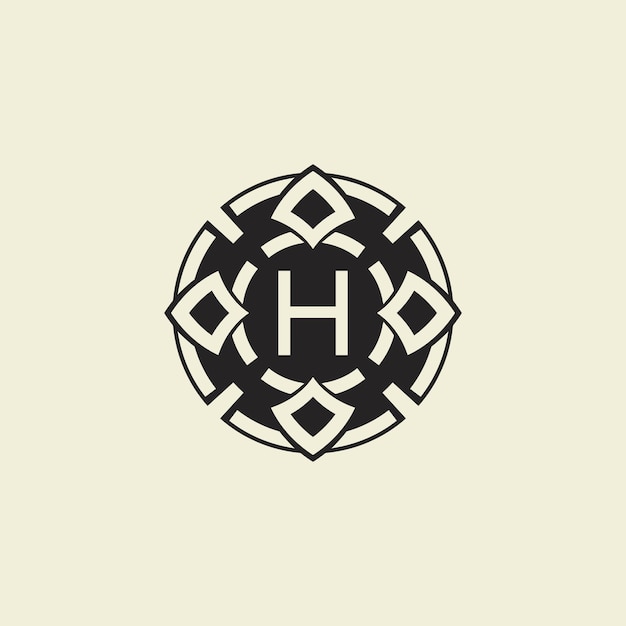 Eerste letter H siercirkel die artistieke flair verenigt met moderne eenvoud