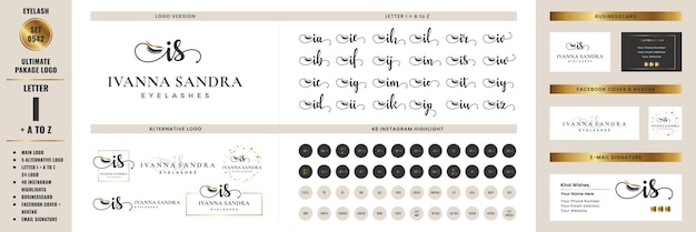 Eerste letter I lash Eyebrow Lashes wimperverlenging logo-ontwerpcollectie voor Branding