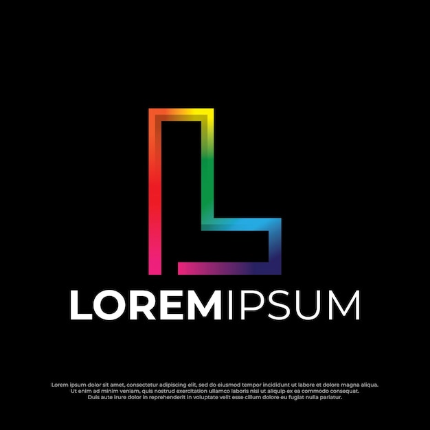 Eerste letter L kleurrijke moderne digitale alfabet lettertype regenboog kleur ontwerp mode futuristische lettertype