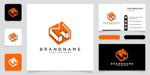 Eerste Letter M Logo Design vector Sjabloon Creatief M Logo Design met visitekaartjeontwerp Premium Vector