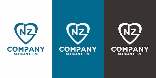 Eerste letter nz liefde logo vector ontwerpsjabloon