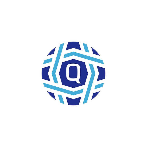 Eerste letter Q bollogo symboliseert wereldwijde connectiviteit