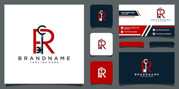 Eerste letter r key logo concept key met letter r vector logo design premium vector