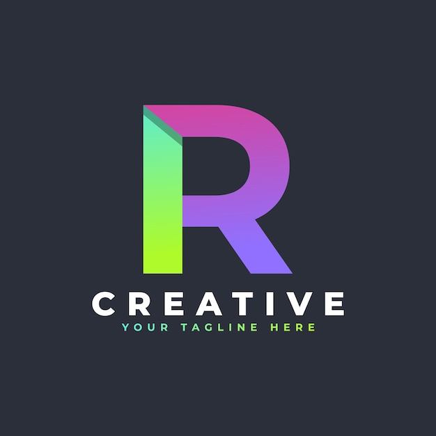 Eerste letter r-logo groene en paarse geometrische vorm bruikbaar voor bedrijfs- en merklogo's
