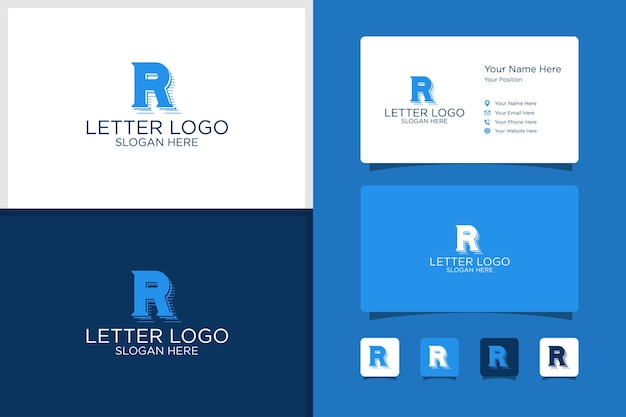 Eerste letter r ontwerp logo en visitekaartje sjabloon premium vector