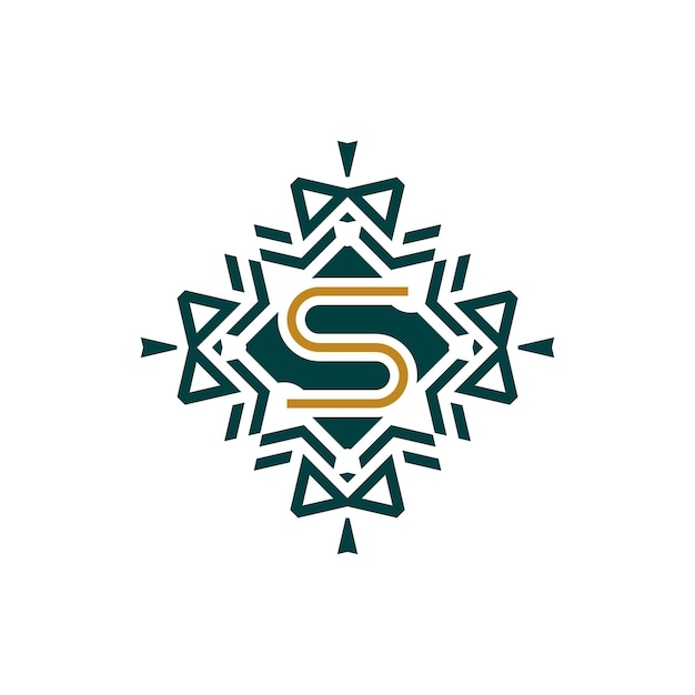 Eerste letter S abstract antiek patroon embleem decoratief logo