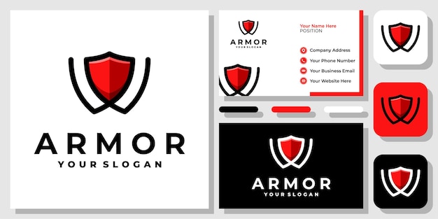 Eerste letter w shield protection armor security guard modern logo ontwerp sjabloon voor visitekaartjes