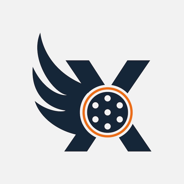 Eerste Letter X Film Logo. Film logo, film, veer, vleugel, Reel logo ontwerp sjabloon sjabloon