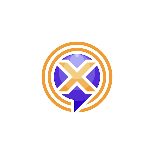 Eerste letter X tekstballon chat-logo