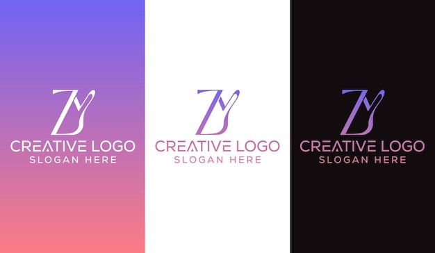 Eerste letter zy Logo Design Monogram Creatief Modern Teken Symboolpictogram