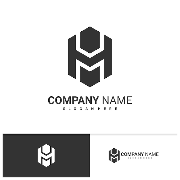 Eerste MH logo vector sjabloon Creatieve MH logo ontwerpconcepten