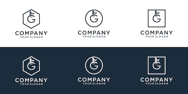 eerste monogram G pictogram logo ontwerpsjabloon instellen