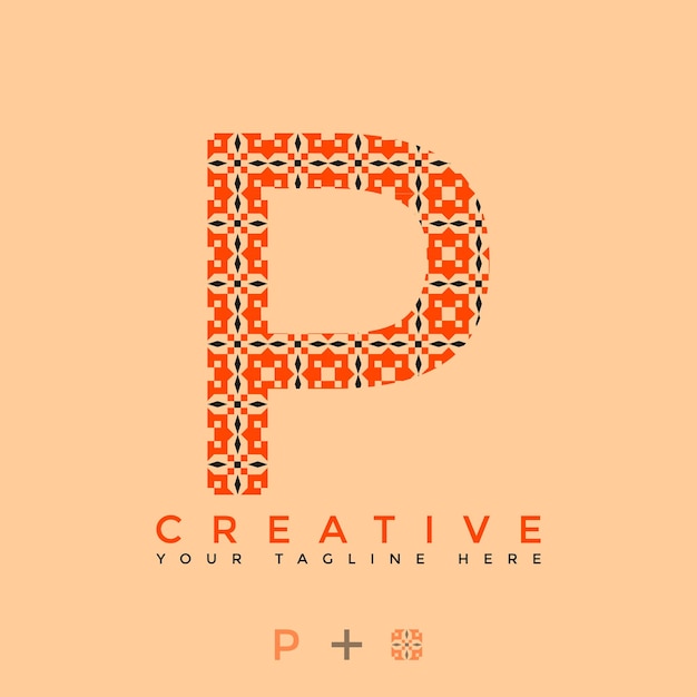 Vector eerste p letter luxe ornament monogram logo 02