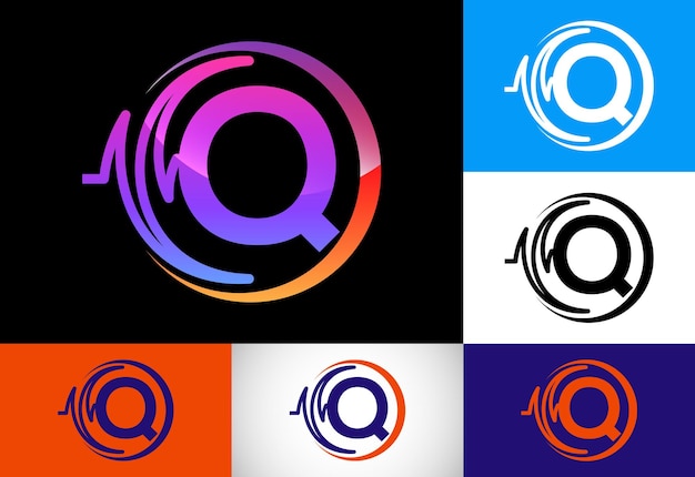 Eerste Q-monogram met gezondheid Pulse Heartbeat-logo-ontwerp Logo voor medisch of gezondheidsbedrijf