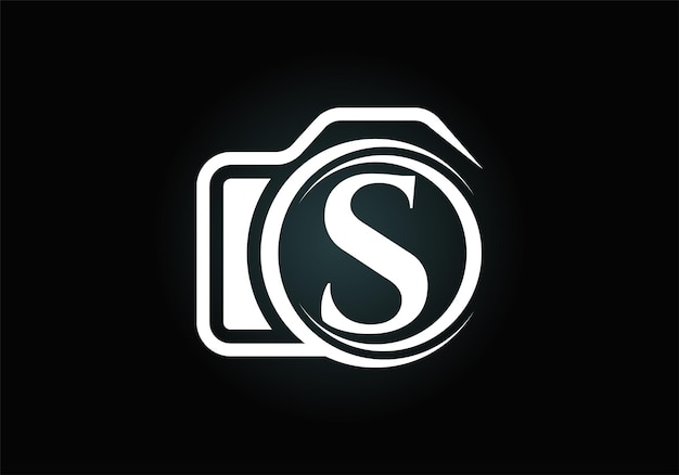 Eerste S monogram letter alfabet met een camera-pictogram fotografie logo vectorillustratie