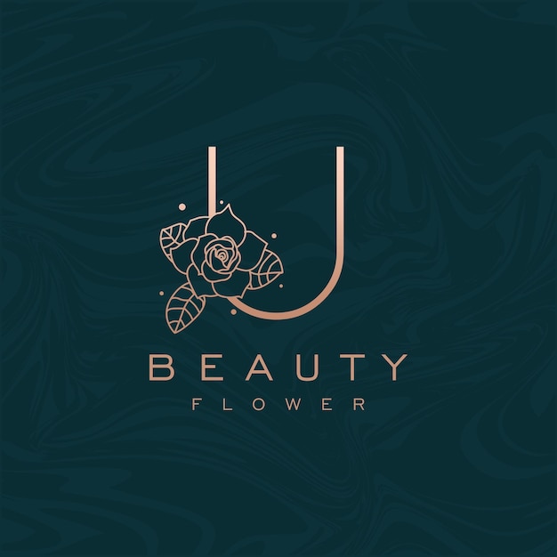 Eerste U Flower Beauty Letter Logo Marble Design Vector