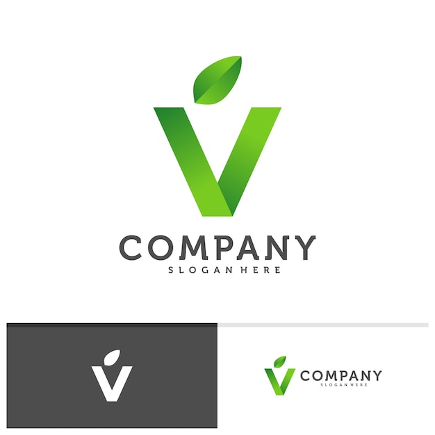 Eerste V met Leaf logo vector sjabloon Creative Nature V logo ontwerpconcepten