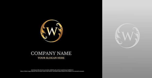 Eerste W-logo met luxe ornament